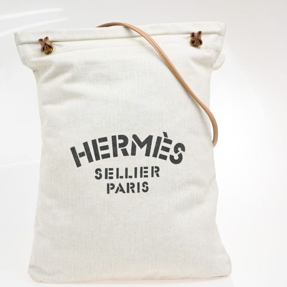 Hermes Aline Toile Beige Cotton Handbag